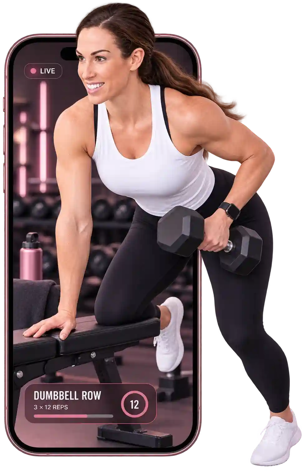 Michelle Roots training with a dumbbell